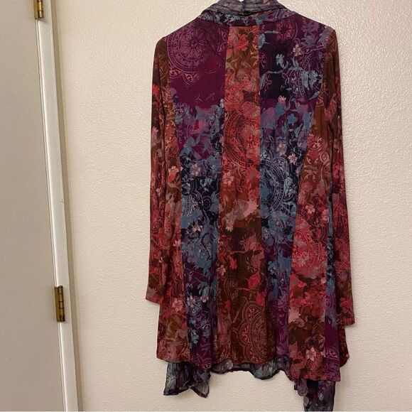 Soft Surroundings Ballia Topper Cardigan Boho Paisley Floral colorful printart M - Picture 2 of 11